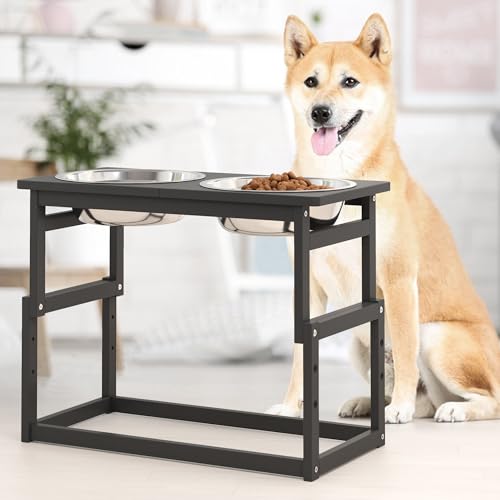 HoVoit Erhöhte Hundenäpfe mit 2 Edelstahl-Futternäpfen, 4 höhenverstellbare, erhöhte Hunde-Futterstation, rutschfeste Füße, verstellbar auf 21,1 cm, 29,5 cm, 34,5 cm, 39,9 cm, für kleine, mittelgroße HoVoit Erhöhte Hundenäpfe mit 2 Edelstahl-Futternäpfen, 4 höhenverstellbare, erhöhte Hunde-Futterstation, rutschfeste Füße, verstellbar auf 21,1 cm, 29,5 cm, 34,5 cm, 39,9 cm, für kleine, mittelgroße von HoVoit