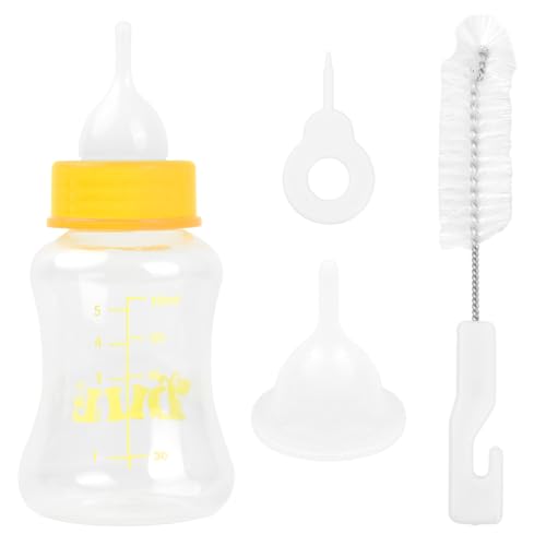 Aufzuchtflasche Welpen Hunde, Milchflasche Pet 60ml und 150ml, Silikon Kleine Babyflasche Set für Katze, Fütterungswerkzeug mit Ersatz Mini Nippel für Haustiere (Großes Gelb) von HoaaiGo