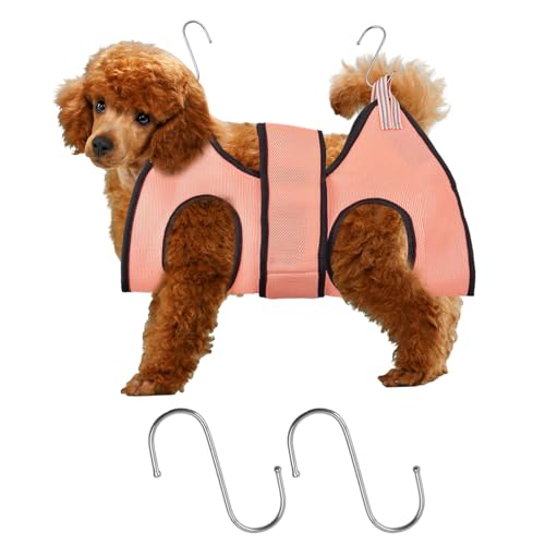 HoaaiGo Haustierpflege-Hängematte für Katzen Hunde, Atmungsaktive Hundepflege Schlinge, Hundepflege Geschirr, Hundepflege-Rückhaltetasche für Haustierpflege Waschen Nagelschneiden (M, Rosa) von HoaaiGo