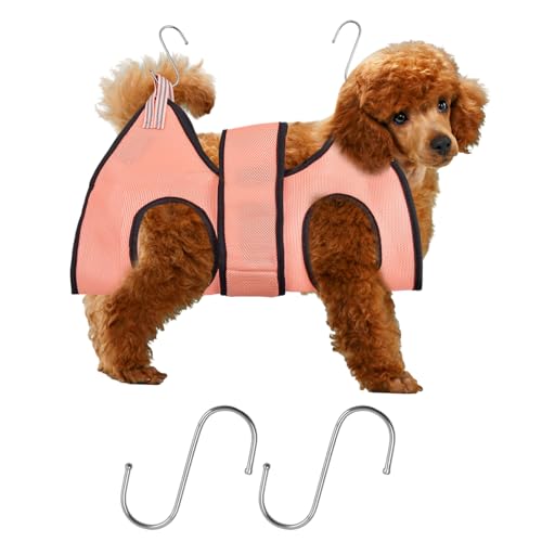 HoaaiGo Haustierpflege-Hängematte für Katzen Hunde, Atmungsaktive Hundepflege Schlinge, Hundepflege Geschirr, Hundepflege-Rückhaltetasche für Haustierpflege Waschen Nagelschneiden (S, Rosa) von HoaaiGo