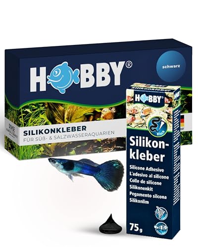 HOBBY Aquaristik Silikonkleber I 75 g Tube I hochelastischer Silikon für Aquarien I alterungs- & witterungsbeständiger Aquarien-Silikon I Aquarienkleber UV- & temperaturresistent I schwarz von Hobby