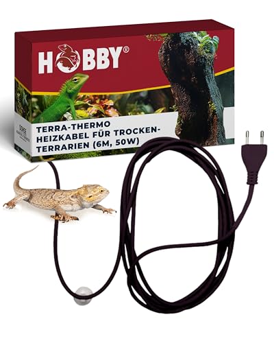 HOBBY Terraristik Terra-Thermo I Heizkabel für Terrarien I 6 m 50 Watt I Wärmekabel zur Temperaturregulierung I doppelt silikonummantelt und wasserdicht I Terrarienheizung für Reptilien und Amphibien von Hobby