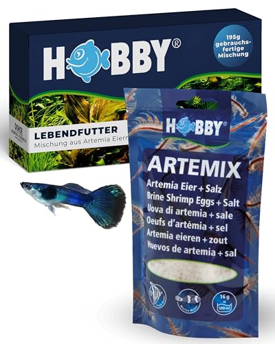 HOBBY Aquaristik Artemix I 195 g I Artemia Eier + Salz I Lebendfutter für Aquarienfische I Fertigmischung zur Zucht von Artemia-Nauplien I Frische Artemia für gesunde Ernährung I sofort einsatzbereit von Hobby