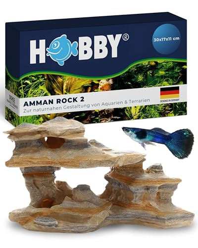 HOBBY Aquaristik Amman Rock 2 I 33 x 18 x 18 cm I künstlicher Stein für Aquarien I Aquarium Deko I naturgetreue Dekoration für Aquarien und Terrarien I Nachbildung natürlicher Felsen von Hobby