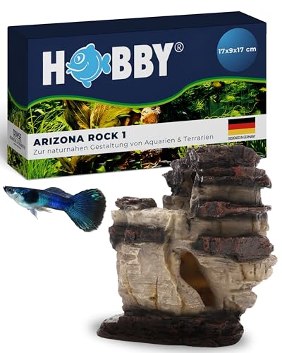 HOBBY Aquaristik Arizona Rock 1 I 17 x 9 x 17 cm I künstlicher Stein für Aquarien I Aquarium Deko I naturgetreue Dekoration für Aquarien und Terrarien I Nachbildung natürlicher Felsen von Hobby