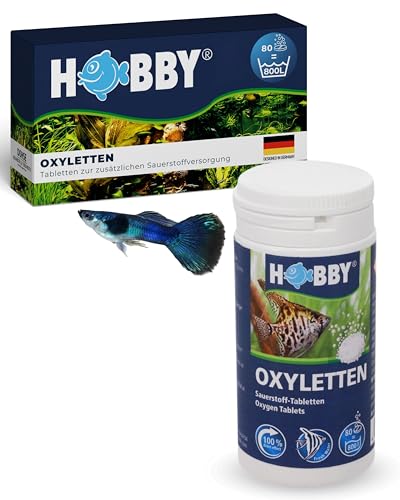 HOBBY Oxyletten I 80 Stück I Sauerstoff-Tabletten für Aquarien I Wasseraufbereiter Aquarium I unterstützt Fische, Filterbakterien und Pflanzen I Tabs zur Wasseraufbereitung I Aquarienzubehör von Hobby