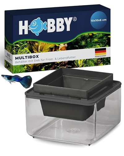 HOBBY Aquaristik Multibox I 10 x 10 x 6 cm I Futterbehälter für Aquarien I Behälter mit Sieb für Frostfutter und Lebendfutter I vielseitige Aufbewahrungslösung für Fischfutter I Aquarium Zubehör von Hobby