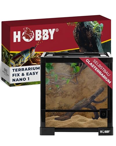 HOBBY Terraristik Fix und Easy Nano 1 I Geeignet für die Haltung Kleiner Amphibien und Insekten I Mit wasserdichtem Boden und Schwingtüren I Ideal für Anfänger und Profis I Schwarz von Hobby
