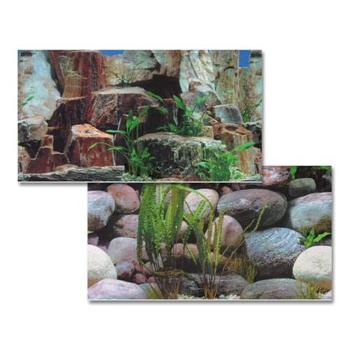 Hobby Fotorückwand - Steine 1 / Steine 2-120 x 60 cm - Rückwandfolie für Aquarien - Meerwasseraquarien und Süßwasseraquarien von Hobby