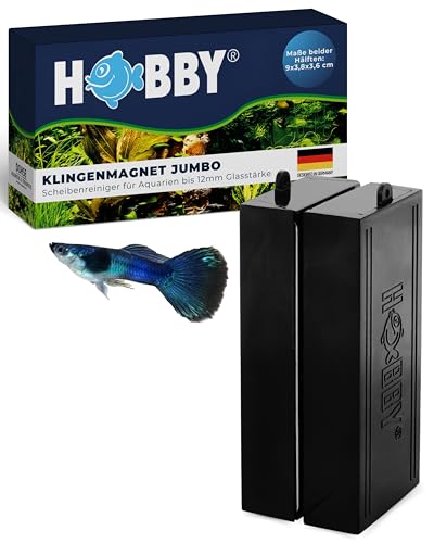 HOBBY Aquaristik Klingenmagnet Jumbo I Algenmagnet bis 12mm Glasstärke I Aquarienreiniger zur Algenentfernung mit Edelstahlklingen I Scheibenreiniger für Aquarien ohne Kratzgefahr von Hobby