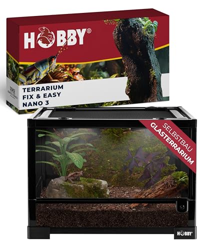 HOBBY Terraristik Fix und Easy Nano 3 I 45 x 45 x 32 cm I Geeignet für die Haltung Kleiner Amphibien und Insekten I Mit wasserdichtem Boden und Schwingtüren I Ideal für Anfänger und Profis I Schwarz von Hobby