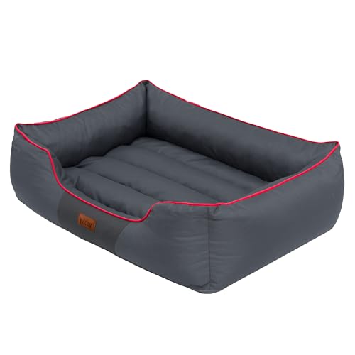 DOGGY Hundebett Hundesofa Hundekorb Tierbett Verschiedene Größen und Farben Cordura Comfort (XXL - 110x90x25, 12 - grau mit rot) von Hobbydog