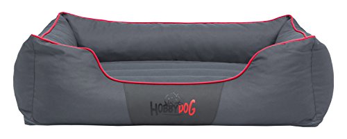 HobbyDog Hundesofa Verschiedeneund Farben Cordura Comfort XXXL, 140 x 115 x 25 cm, Grau mit Rot von Hobbydog