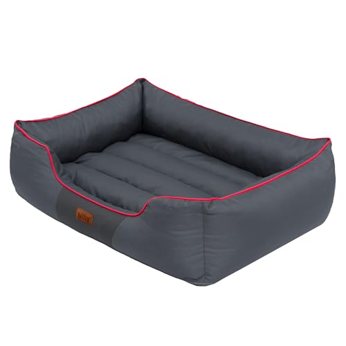 HobbyDog Hundesofa Verschiedeneund Farben Cordura Comfort XXXL, 140 x 115 x 25 cm, Grau mit Rot von Hobbydog