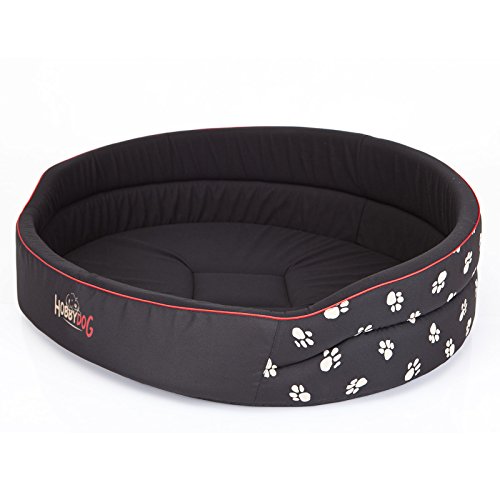 Hobbydog R10 PIACZW1 Dog Bed of Foam R10 98X82 cm Black with Paws, XXL, Black, 2.2999999999999998 kg von Hobbydog