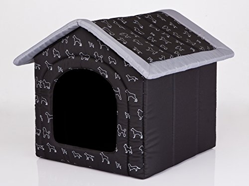 Hobbydog R4 BUDCWP14 Doghouse R4 60X55 cm Black with Dogs, L, Black, 1.4 kg von Hobbydog