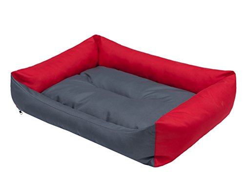 Hobbydog XL LECSZC8 Dog Bed Eco XL 82X60 cm Red with Grey Mattress, XL, Multicolored, 2 kg von Hobbydog