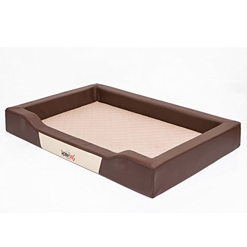 Hundebett Delux, Braun, Größe XXL 120x80cm, Kunstleder + aushaltbares Codurastoff von DOGGY