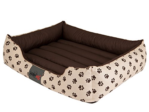 Hobbydog L PREBWL8 Dog Bed Prestige L 65X50 cm Beige with Paws, L, Beige, 1.8 kg von Hobbydog