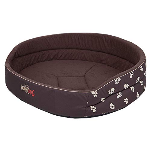 Hobbydog R1 PIABWL2 Dog Bed of Foam R1 42X30 cm Brown with Paws, XS, Brown, 500 g von Hobbydog