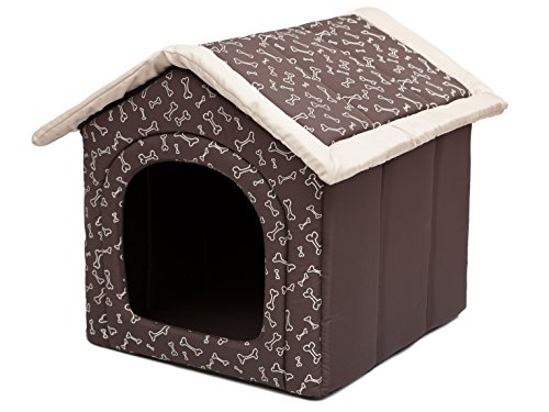 DOGGY Hobbydog R2 BUDKOS15 Doghouse R2 44X38 cm Brown with Paws, S, Brown, 700 g von Hobbydog