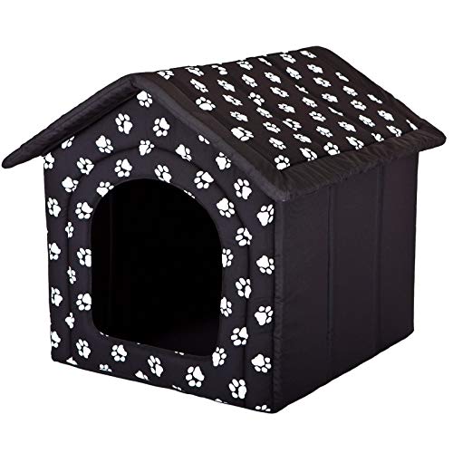 HobbyDog R4 BUDCWL2 Doghouse R4 60X55 cm Black with Paws, L, Black, 1.4 kg von Hobbydog