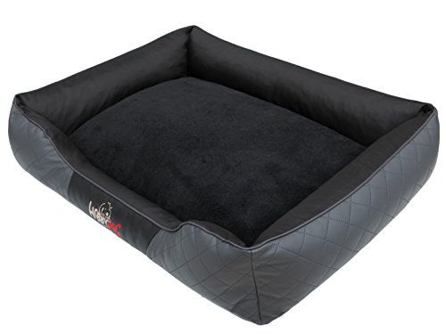 DOGGY Hobbydog R4CEEGRA6 Hundebett/Sofa/Korb Cesar Kunstleder, Kodura, Graphit, Größe R4, 114 x 84 x 25 cm von DOGGY