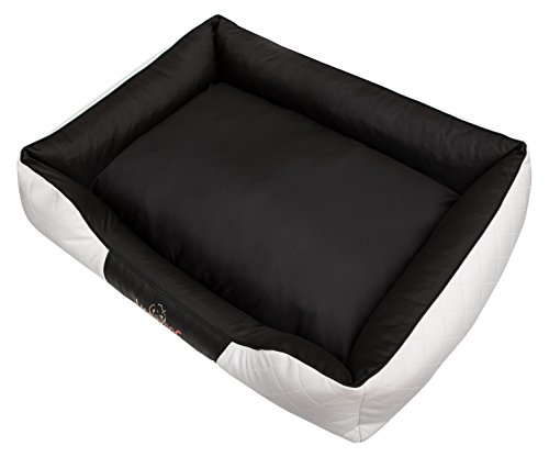 DOGGY Hobbydog R5CEPBCZ5 Hundebett/Sofa/Korb Cesar Perfect Kunstleder, Kodura, weiß/schwarz, Größe R5, 125 x 98 x 25 cm DOGGY Hobbydog R5CEPBCZ5 Hundebett/Sofa/Korb Cesar Perfect Kunstleder, Kodura, weiß/schwarz, Größe R5, 125 x 98 x 25 cm von DOGGY