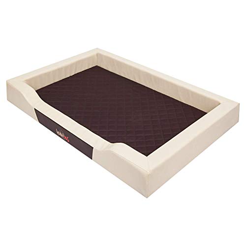 HobbyDog Hundebett Delux, Beige, Größe XXL 120x80cm, Kunstleder + aushaltbares Codurastoff von Hobbydog