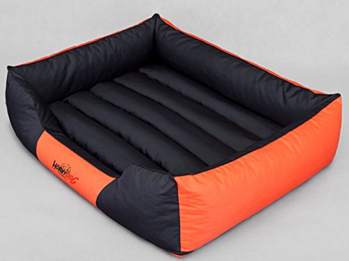 DOGGY Hundebett Hundesofa Hundekorb Tierbett Verschiedene Größen und Farben Cordura Comfort (XXXL - 140x115x25, 7 - schwarz mit orange) von DOGGY