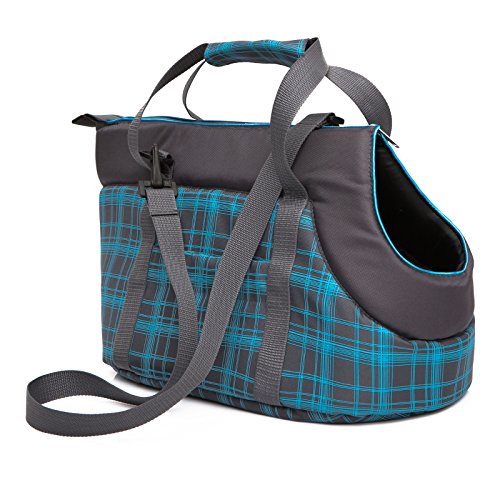 DOGGY Hobbydog R2 TORGNK13 Transport Bag R2 25X50 cm Graphite with Blue Grid, M, Gray, 350 g von DOGGY