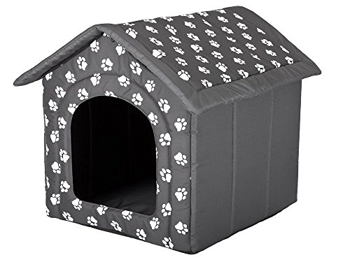 Hobbydog R3 BUDSWL4 Doghouse R3 52X46 cm Gray with Paws, M, Gray, 1.1000000000000001 kg von Hobbydog
