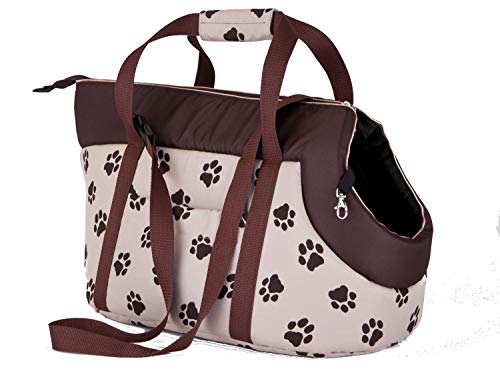 Hobbydog TORBWL4 Tragetasche für Hunde und Katzen, 27 x 25 x 43 cm, Biege mit Pfoten von Hobbydog