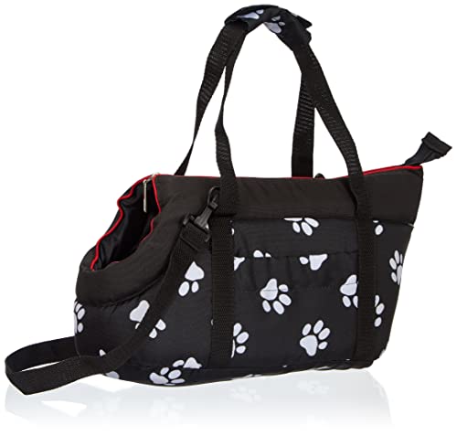 HobbyDog TORCWL3 Hundetasche Tragetasche Katzentasche, Größe 22 x 20 x 36 cm, schwarz mit Pfoten von Hobbydog