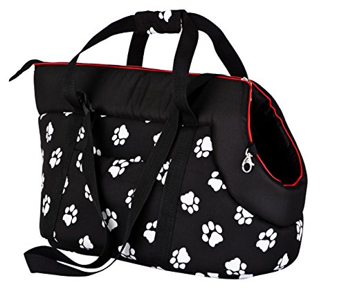 Hobbydog TORCWL3 Hundetasche Tragetasche Katzentasche mit Pfoten, Größe 32 x 30 x 50 cm, schwarz von Hobbydog