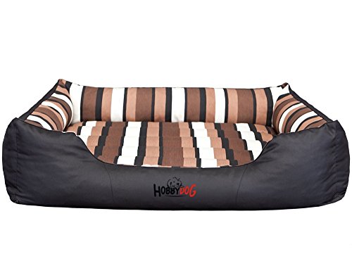 Hobbydog XL CORCZP15 Dog Bed Comfort XL 85X65 cm Black with Stripes, XL, Black, 3.2 kg von Hobbydog