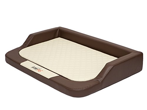 Hobbydog XXL Melbrb3 XXL 120 X 80 (R3) Hundebett Medico Lux (Kunstleder) Braun - Beige Mit Ortopädische Viscomatte, XXL, Braun - Beige von Hobbydog