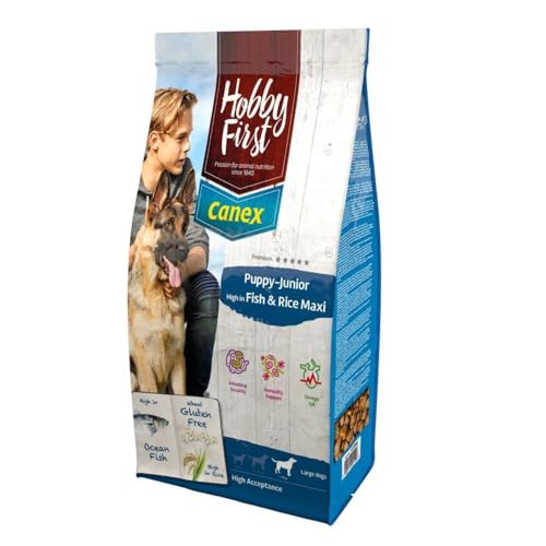 Hobbyfirst canex 12 KG Puppy/junior brocks Rich in Fish & Rice Maxi hondenvoer von Hobbyfirst canex