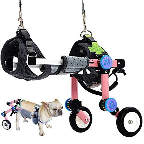 Hund Rollstuhl Hinterleib Lähmung Rehabilitation kleine Hunde Transport Behinderte Auto Katze Hilfe Teddy Haustier Hund Hinterbein Halterung (XS Pink) von Hobey
