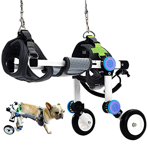 Hund Rollstuhl Hinterleib Lähmung Rehabilitation kleine Hunde Transport Behinderte Auto Katze Hilfe Teddy Haustier Hund Hinterbein Halterung (XXS Weiß) von Hobey