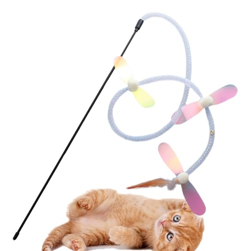Hobngmuc Katzen-Teaser-Stick, Katzen-Teaser-Zauberstab,Katzenspielzeug für Wohnungskatzen | Interaktives Katzenspielzeug mit Glocke, Katzenstabspielzeug, Katzenfederspielzeug, lustiger Katzenstab für von Hobngmuc