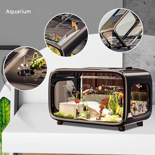Hobngmuc Kleines Aquarium - Kleines Aquarium Für Kampffische | Acryl Klar Habitat Mit Schnecken Kampffisch Wasserpflanzen Lebensraum von Hobngmuc