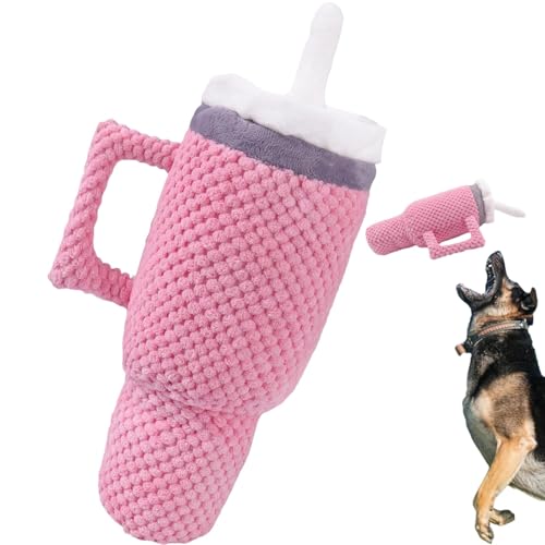 Hobngmuc Plüsch-Hundespielzeug zum Kauen, Plüsch-Hundespielzeug mit Quietscher | Beißendes und knirschendes mittelgroßes Plüschspielzeug für Hunde,Neuartiges Griff-Cup-Design, mittelgroßes von Hobngmuc