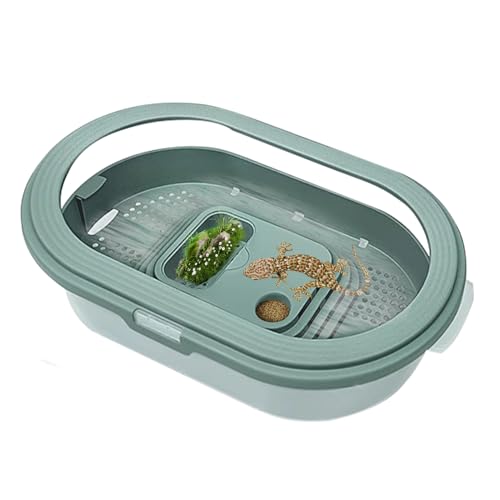 Hobngmuc Schildkrötenbecken - Futterbox Für Landschildkröten - Landschildkröte Ruhe Futter Terrarium Anti-Flucht Sonnenplatz Aquarium Für Reptilien von Hobngmuc