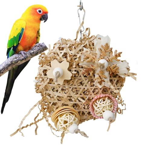 Hobngmuc Vogelkäfigzubehör, Vogelspielzeug für Papageien,Natürliche Maiskolben gewebte Vogelspielzeug Käfigornamente - Schnabelschleifzubehör, multifunktionales Papageien-Entspannungsspielzeug mit von Hobngmuc