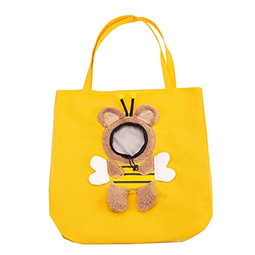 Umhängetasche für Katzen, Tragetasche für Haustiere, Umhängetasche, Leinen, tragbar, für Hunde und Katzen, Tierförmige Schultertasche für kleine Haustiere (Biene, XL) von HodJIU