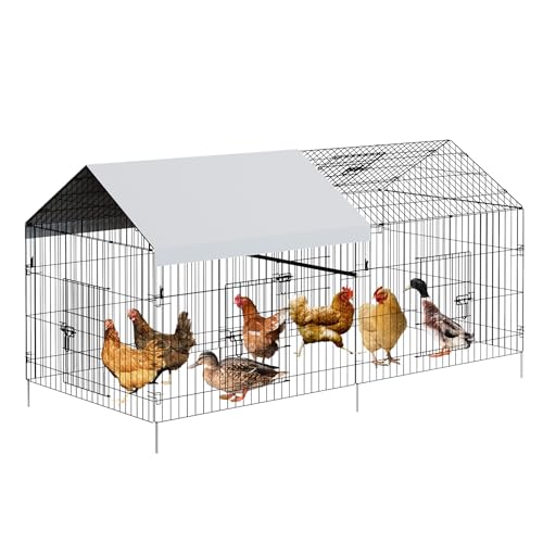 Hodeffior Hühnerstall 220x100x100 cm Metall Hühnerstalls Winterfest Freilaufgehege Kleintiergehege Außen Mit Dachplane Für HüHner Enten Wachtel Kleintiere von Hodeffior