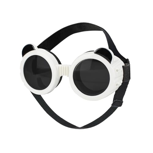 Hodeffior Hundesonnenbrille, Hundebrille mit Belüftungsöffnungen, UV-beständige Gläser, 2 verstellbare Gummibänder, kleine Hunde-Sonnenbrille für Kätzchen und Welpen, Schwarz und Weiß von Hodeffior