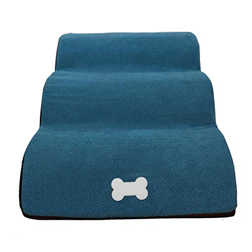 Hods Haustiertreppe 3 Stufen Hundetreppe Für Sofa Hundetreppe Für Kleine Hunde, Silven- Und Cord-Außenschicht, Bis Zu 55kg, Gebogene Treppendesign, Geeignet Für Alte Und Kranke Haustiere von Hods