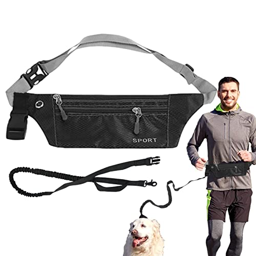 Hods Taillenleine für Hundespaziergänge,Freihändige Hundeleine mit Reißverschlusstasche | Taillen-Laufleine für mittelgroße bis große Hunde, Leine für das Walking-Jogging-Training von Hods